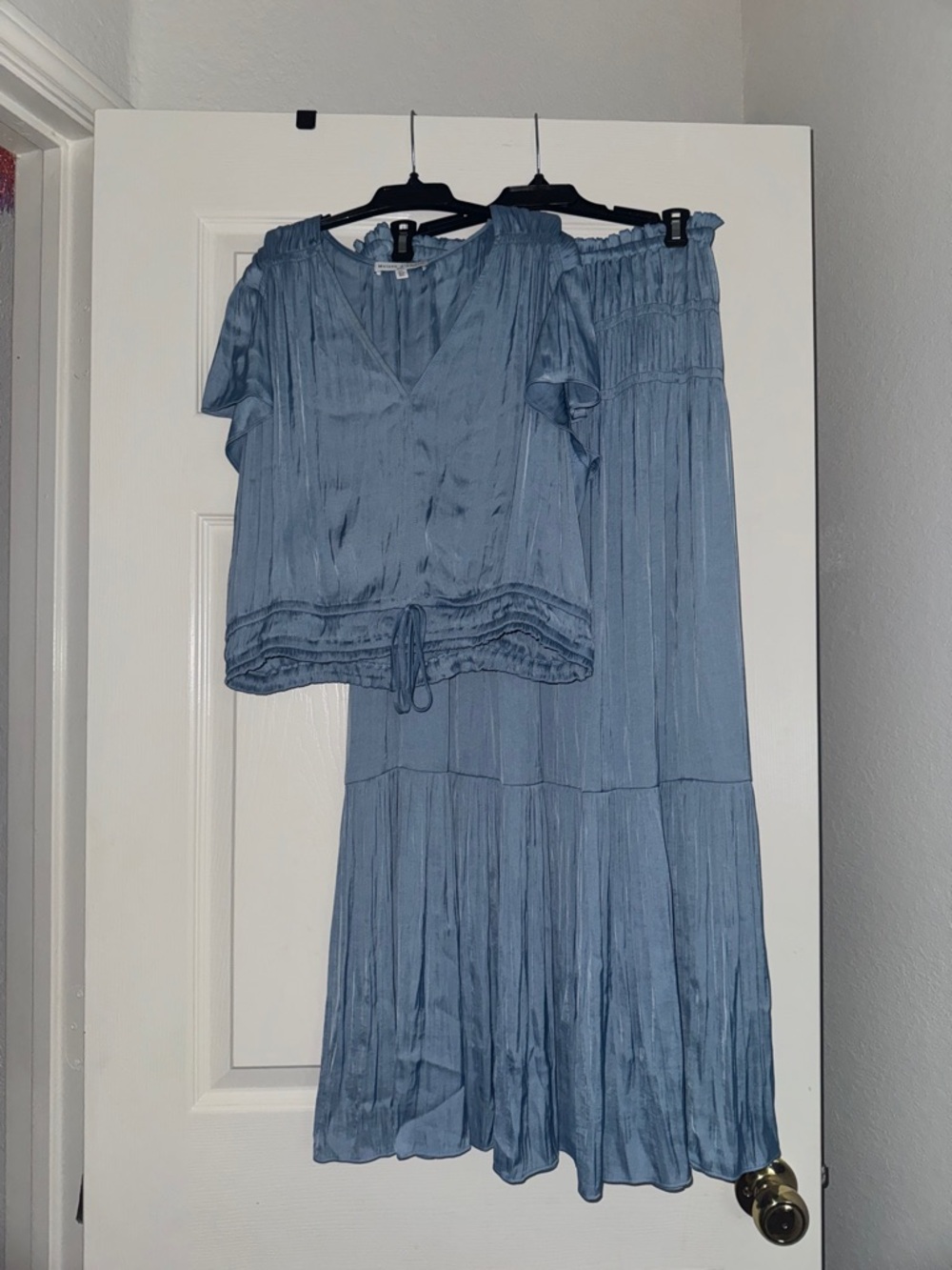 Women's Light Blue Tiered Maxi Skirt - Flowing Summer Style